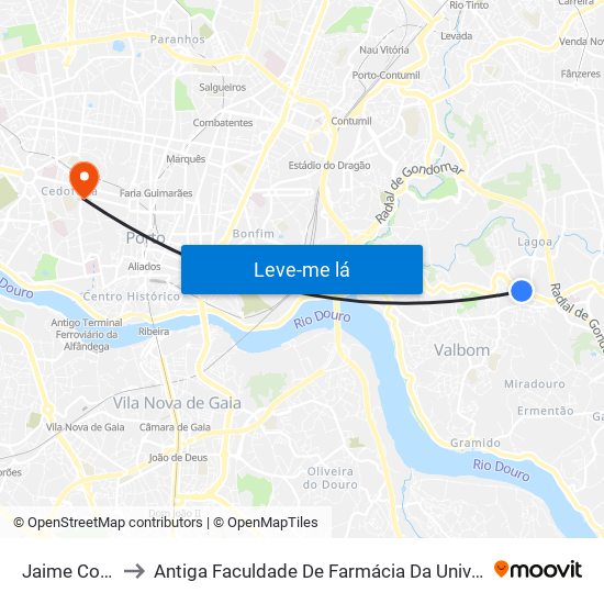 Jaime Cortesão to Antiga Faculdade De Farmácia Da Universidade Do Porto map
