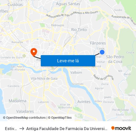 Estivada to Antiga Faculdade De Farmácia Da Universidade Do Porto map