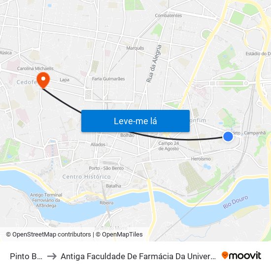 Pinto Bessa to Antiga Faculdade De Farmácia Da Universidade Do Porto map