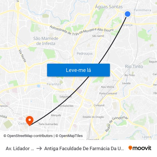 Av. Lidador da Maia to Antiga Faculdade De Farmácia Da Universidade Do Porto map