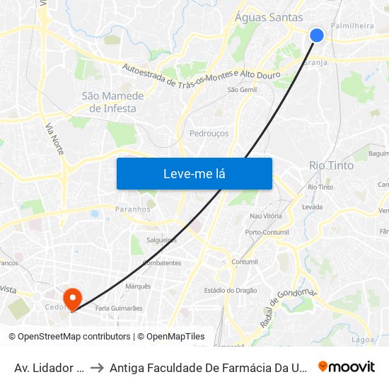 Av. Lidador da Maia to Antiga Faculdade De Farmácia Da Universidade Do Porto map