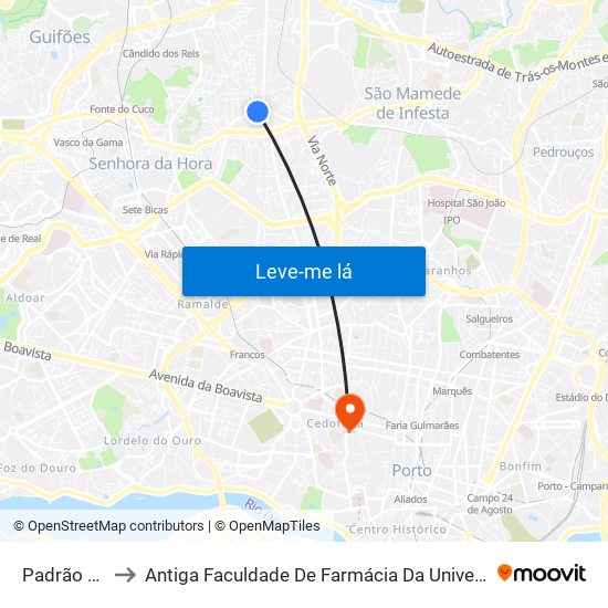 Padrão Légua to Antiga Faculdade De Farmácia Da Universidade Do Porto map