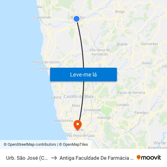 Urb. São José (Centro de Saúde) to Antiga Faculdade De Farmácia Da Universidade Do Porto map