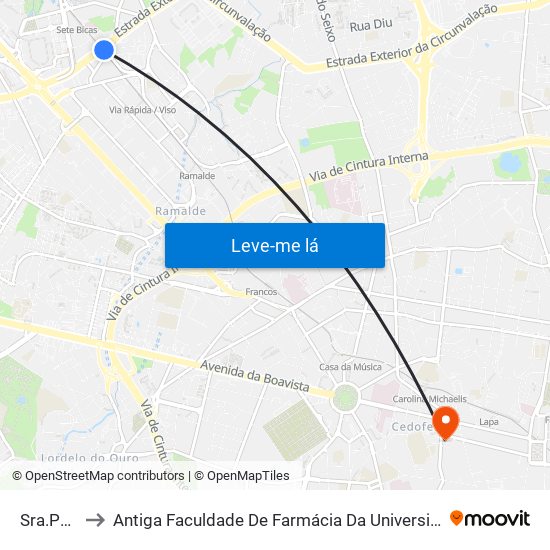 Sra.Penha to Antiga Faculdade De Farmácia Da Universidade Do Porto map