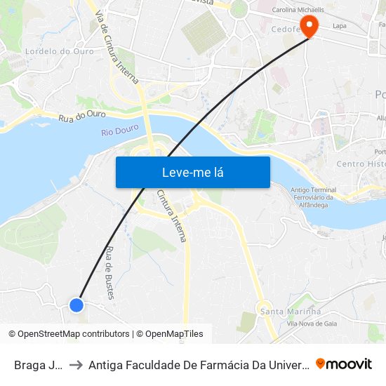 Braga Júnior to Antiga Faculdade De Farmácia Da Universidade Do Porto map