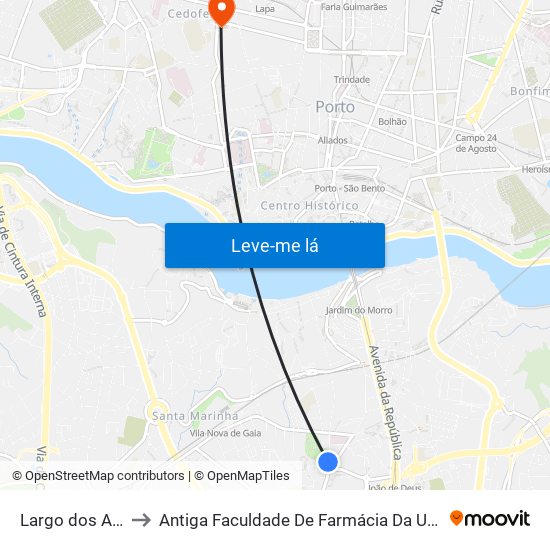 Largo dos Aviadores to Antiga Faculdade De Farmácia Da Universidade Do Porto map
