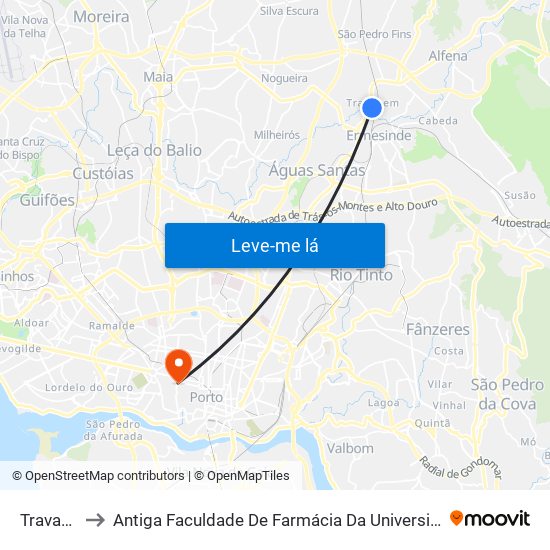 Travagem to Antiga Faculdade De Farmácia Da Universidade Do Porto map