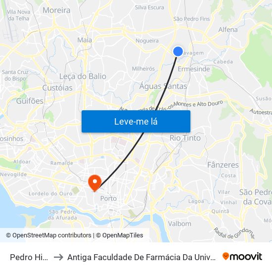 Pedro Hispano to Antiga Faculdade De Farmácia Da Universidade Do Porto map