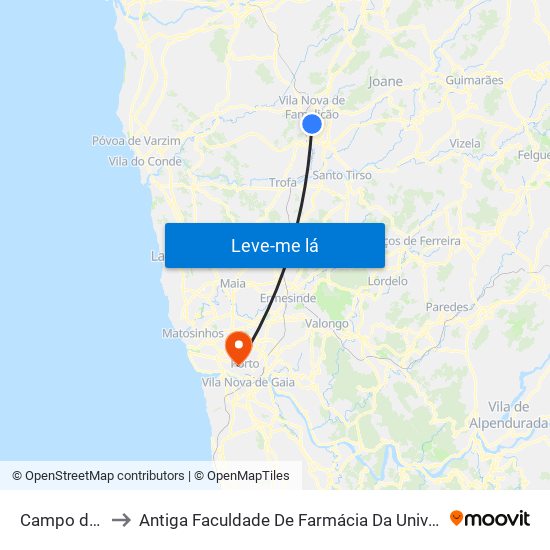 Campo da Feira to Antiga Faculdade De Farmácia Da Universidade Do Porto map