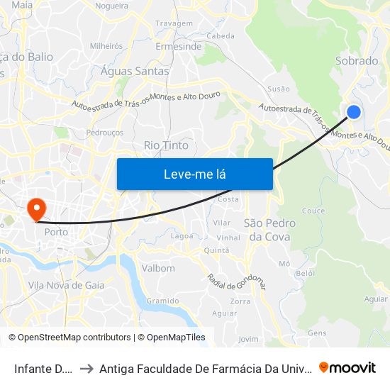 Infante D. Pedro to Antiga Faculdade De Farmácia Da Universidade Do Porto map