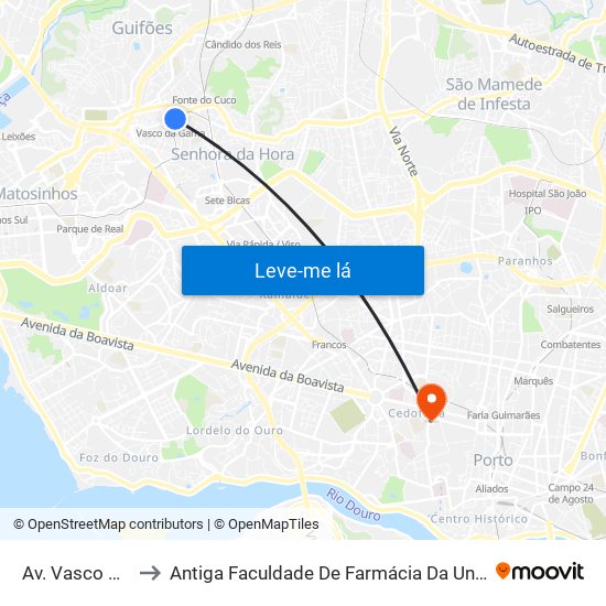 Av. Vasco da Gama to Antiga Faculdade De Farmácia Da Universidade Do Porto map