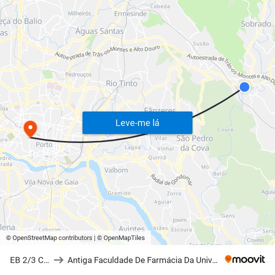 EB 2/3 Campo to Antiga Faculdade De Farmácia Da Universidade Do Porto map