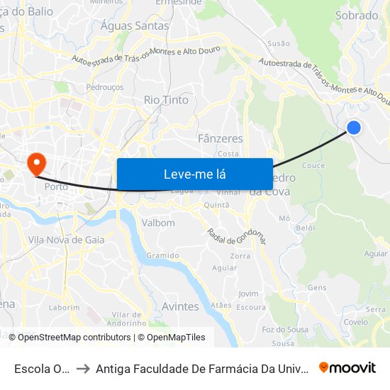 Escola Outeiro to Antiga Faculdade De Farmácia Da Universidade Do Porto map