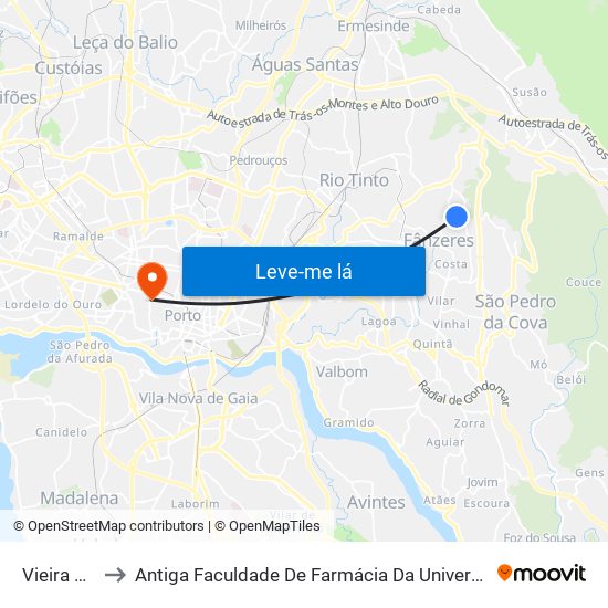 Vieira de Sá to Antiga Faculdade De Farmácia Da Universidade Do Porto map