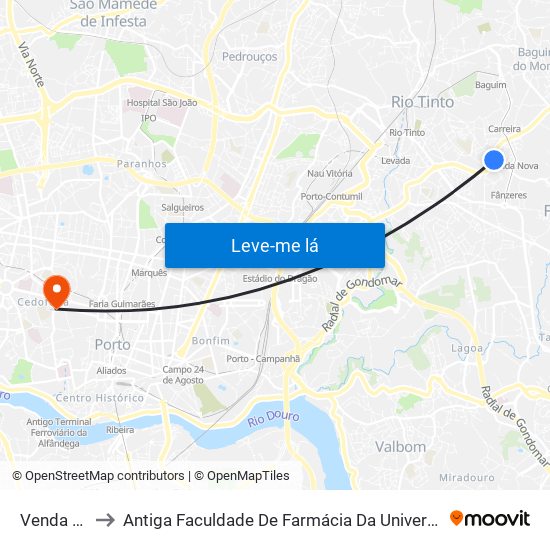 Venda Nova to Antiga Faculdade De Farmácia Da Universidade Do Porto map