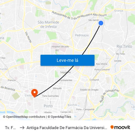 Tv. Forno to Antiga Faculdade De Farmácia Da Universidade Do Porto map