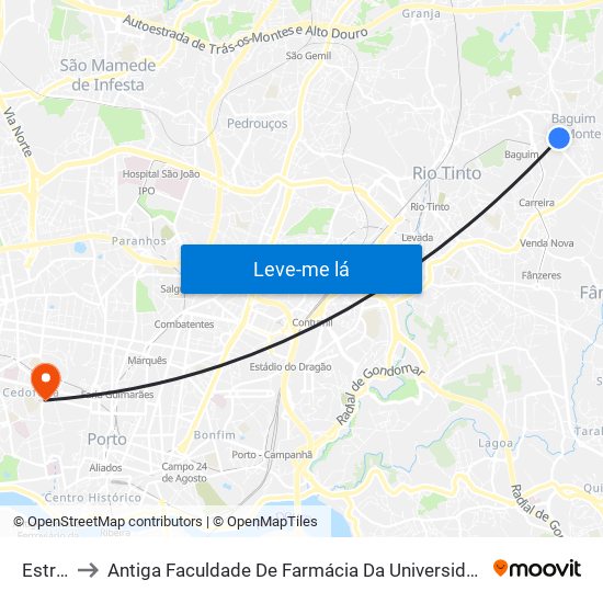 Estrela to Antiga Faculdade De Farmácia Da Universidade Do Porto map
