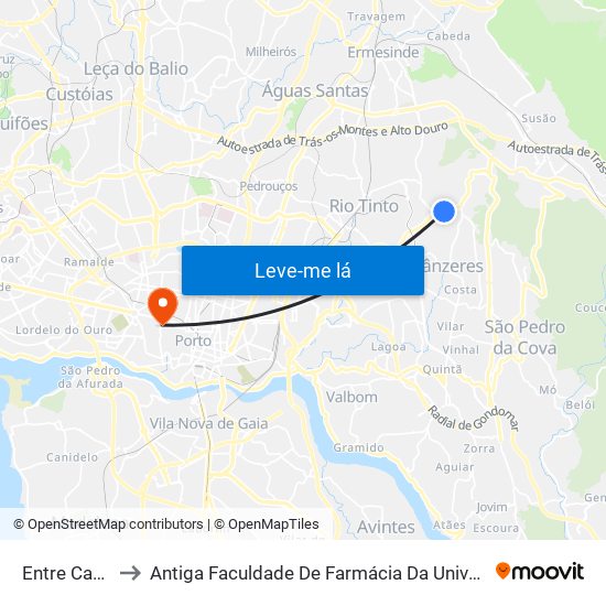 Entre Cancelas to Antiga Faculdade De Farmácia Da Universidade Do Porto map