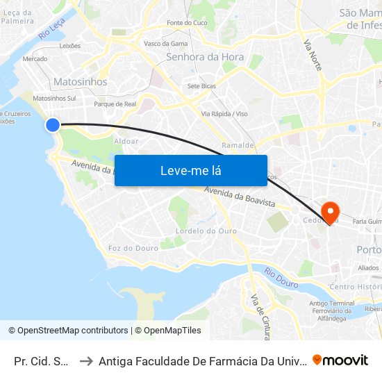 Pr. Cid. Salvador to Antiga Faculdade De Farmácia Da Universidade Do Porto map