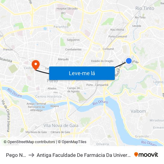 Pego Negro to Antiga Faculdade De Farmácia Da Universidade Do Porto map