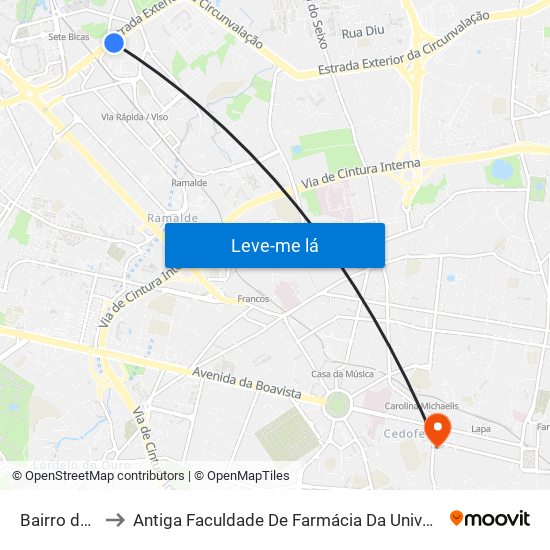 Bairro do Viso to Antiga Faculdade De Farmácia Da Universidade Do Porto map