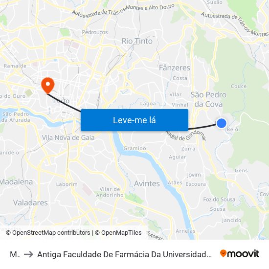 Mó to Antiga Faculdade De Farmácia Da Universidade Do Porto map