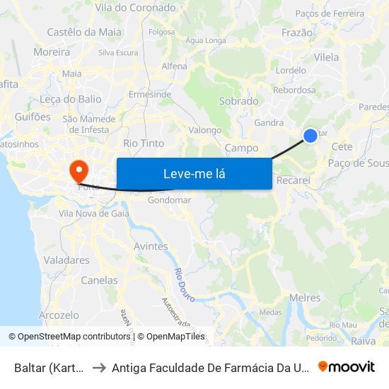 Baltar (Kartódromo) to Antiga Faculdade De Farmácia Da Universidade Do Porto map
