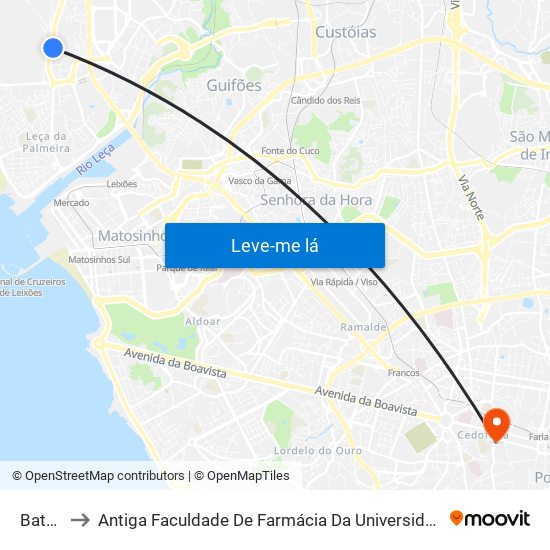 Bataria to Antiga Faculdade De Farmácia Da Universidade Do Porto map