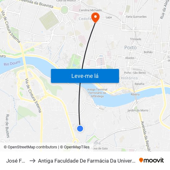 José Falcão to Antiga Faculdade De Farmácia Da Universidade Do Porto map