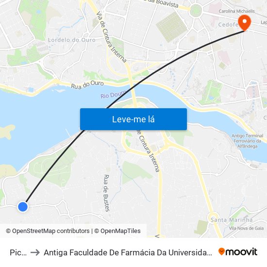 Picão to Antiga Faculdade De Farmácia Da Universidade Do Porto map