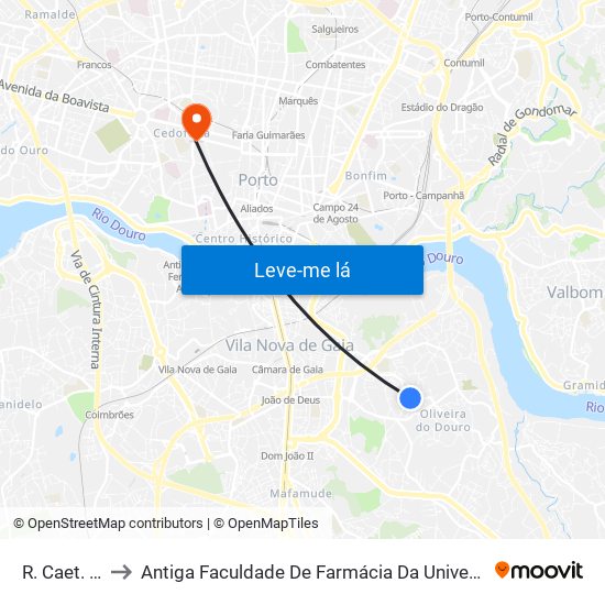 R. Caet. Melo to Antiga Faculdade De Farmácia Da Universidade Do Porto map