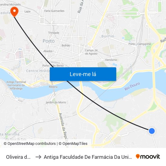 Oliveira do Douro to Antiga Faculdade De Farmácia Da Universidade Do Porto map