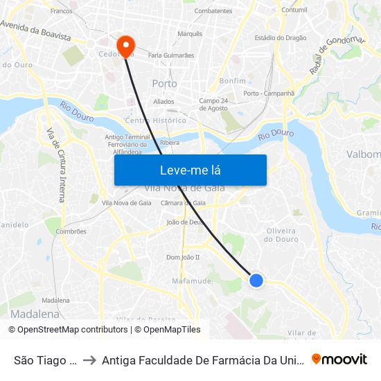 São Tiago - Arcos to Antiga Faculdade De Farmácia Da Universidade Do Porto map