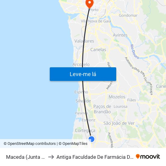 Maceda (Junta Freguesia) - B to Antiga Faculdade De Farmácia Da Universidade Do Porto map