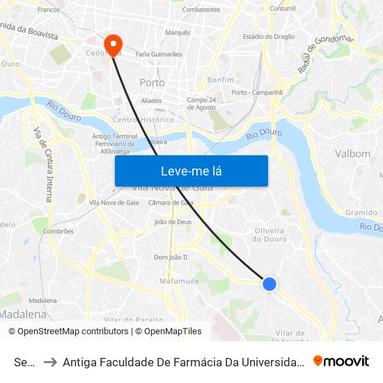 Seara to Antiga Faculdade De Farmácia Da Universidade Do Porto map