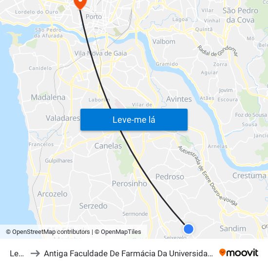 Lebre to Antiga Faculdade De Farmácia Da Universidade Do Porto map