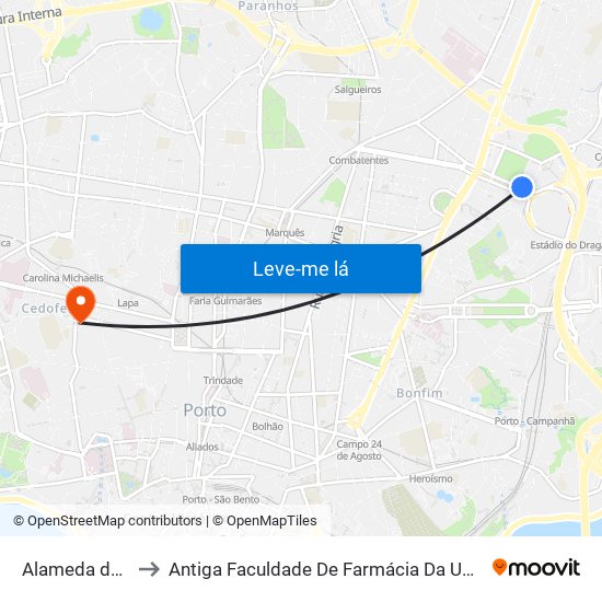 Alameda das Antas to Antiga Faculdade De Farmácia Da Universidade Do Porto map