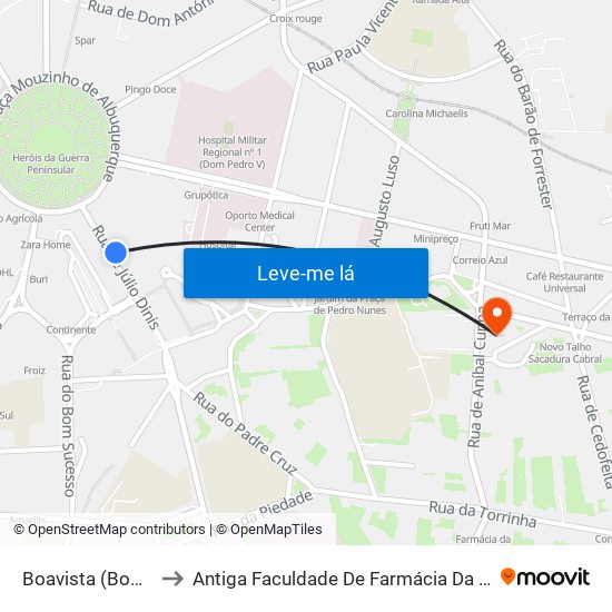 Boavista (Bom Sucesso) to Antiga Faculdade De Farmácia Da Universidade Do Porto map