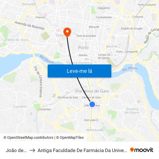 João de Deus to Antiga Faculdade De Farmácia Da Universidade Do Porto map