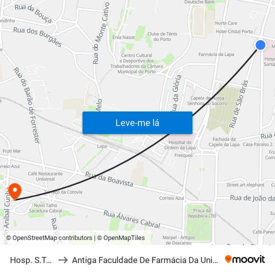 Hosp. S.Ta Maria to Antiga Faculdade De Farmácia Da Universidade Do Porto map