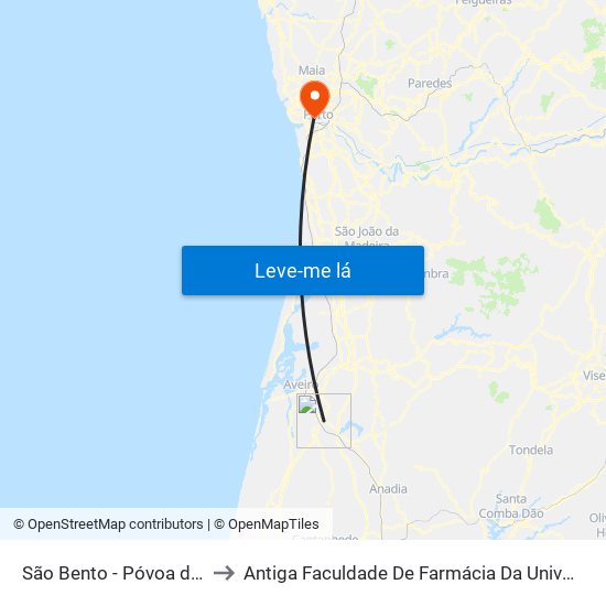 São Bento - Póvoa do Valado A to Antiga Faculdade De Farmácia Da Universidade Do Porto map