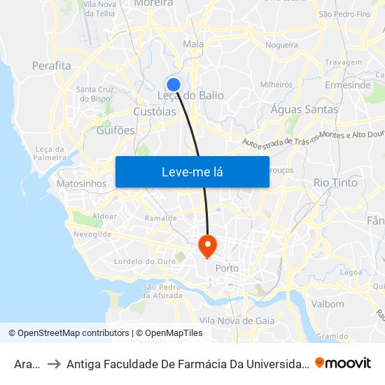 Araújo to Antiga Faculdade De Farmácia Da Universidade Do Porto map