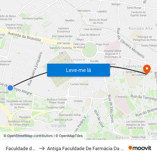 Faculdade de Ciências to Antiga Faculdade De Farmácia Da Universidade Do Porto map