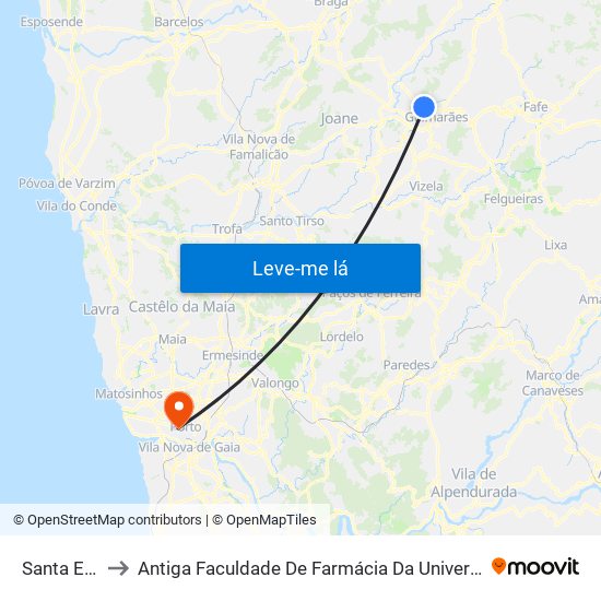 Santa Eulália to Antiga Faculdade De Farmácia Da Universidade Do Porto map