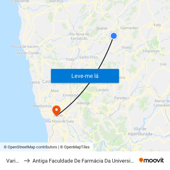 Variante to Antiga Faculdade De Farmácia Da Universidade Do Porto map