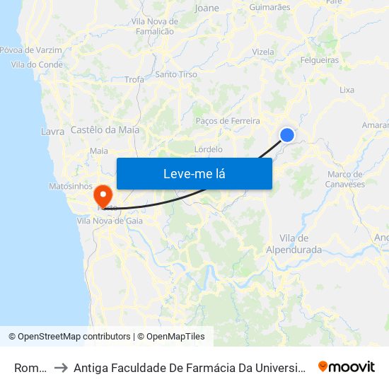 Romariz to Antiga Faculdade De Farmácia Da Universidade Do Porto map