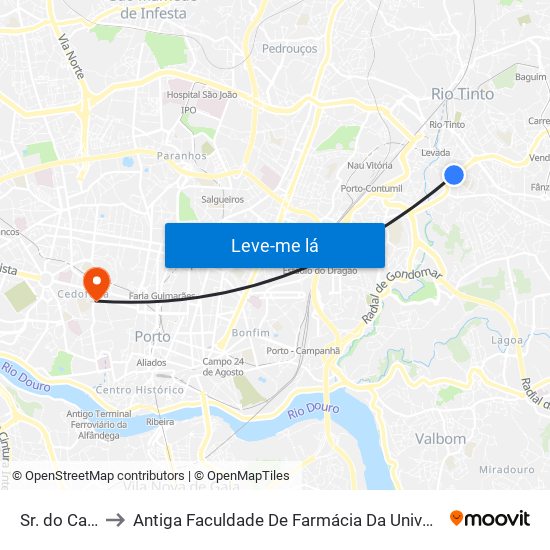 Sr. do Calvário to Antiga Faculdade De Farmácia Da Universidade Do Porto map