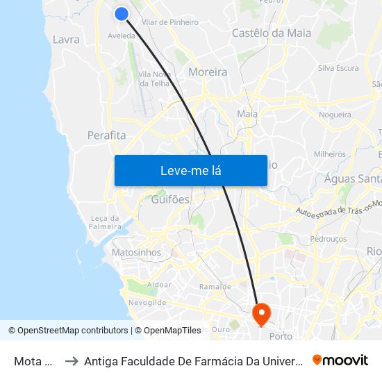 Mota Norte to Antiga Faculdade De Farmácia Da Universidade Do Porto map