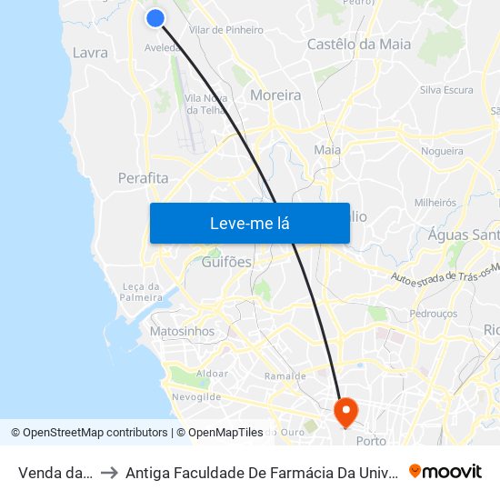 Venda da Velha to Antiga Faculdade De Farmácia Da Universidade Do Porto map