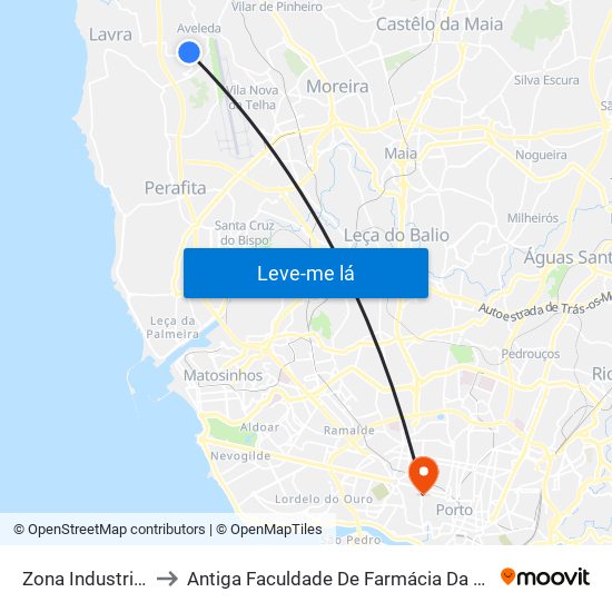 Zona Industrial Aveleda to Antiga Faculdade De Farmácia Da Universidade Do Porto map